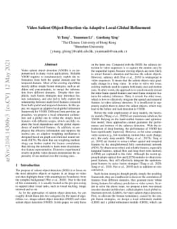 Video Salient Object Detection via Adaptive Local-Global Refinement
