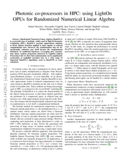 Photonic co-processors in HPC: using LightOn OPUs for Randomized
  Numerical Linear Algebra