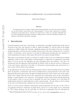 Constructions in combinatorics via neural networks