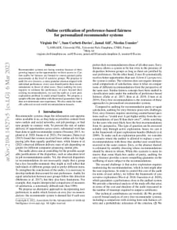 Online certification of preference-based fairness for personalized
  recommender systems