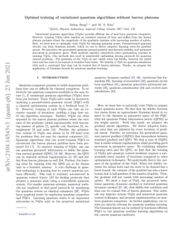 Optimal training of variational quantum algorithms without barren
  plateaus