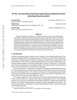 D-VAL: An automatic functional equivalence validation tool for planning
  domain models