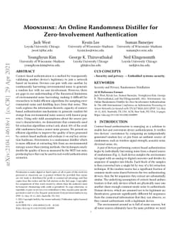 Moonshine: An Online Randomness Distiller for Zero-Involvement
  Authentication