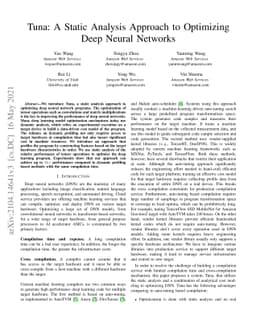 Tuna: A Static Analysis Approach to Optimizing Deep Neural Networks