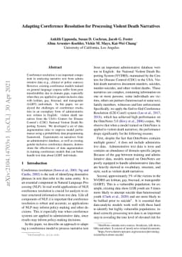 Adapting Coreference Resolution for Processing Violent Death Narratives