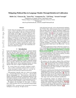 Mitigating Political Bias in Language Models Through Reinforced
  Calibration