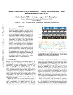 Dance Generation with Style Embedding: Learning and Transferring Latent
  Representations of Dance Styles