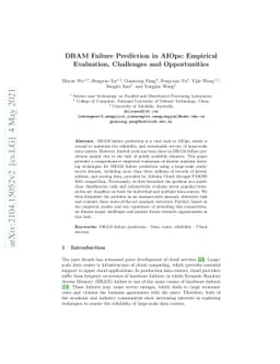 DRAM Failure Prediction in AIOps: Empirical Evaluation, Challenges and
  Opportunities