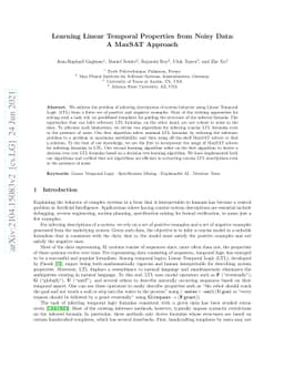 Learning Linear Temporal Properties from Noisy Data: A MaxSAT Approach