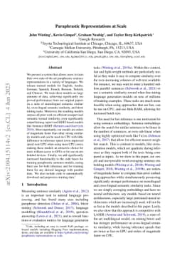 Paraphrastic Representations at Scale