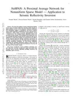 NuSPAN: A Proximal Average Network for Nonuniform Sparse Model --
  Application to Seismic Reflectivity Inversion