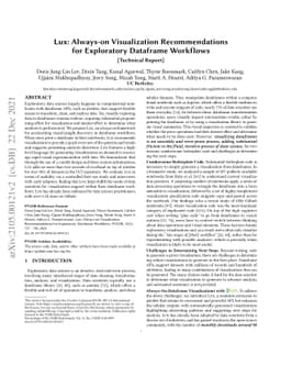 Lux: Always-on Visualization Recommendations for Exploratory Dataframe
  Workflows
