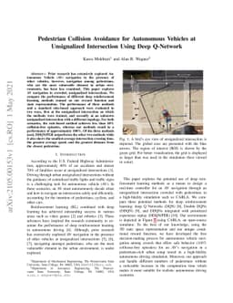 Pedestrian Collision Avoidance for Autonomous Vehicles at Unsignalized
  Intersection Using Deep Q-Network