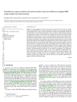 Simultaneous super-resolution and motion artifact removal in
  diffusion-weighted MRI using unsupervised deep learning