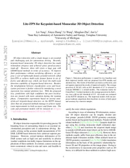 Lite-FPN for Keypoint-based Monocular 3D Object Detection