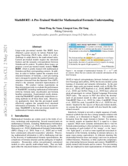 MathBERT: A Pre-Trained Model for Mathematical Formula Understanding