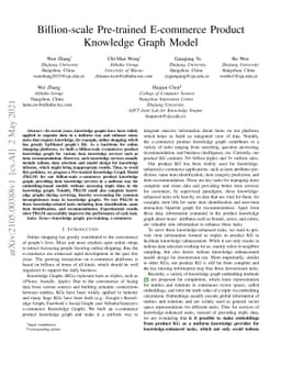 Billion-scale Pre-trained E-commerce Product Knowledge Graph Model