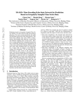 TE-ESN: Time Encoding Echo State Network for Prediction Based on
  Irregularly Sampled Time Series Data
