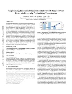Augmenting Sequential Recommendation with Pseudo-Prior Items via
  Reversely Pre-training Transformer