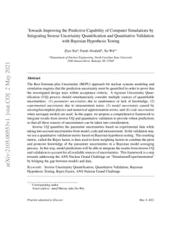 Towards Improving the Predictive Capability of Computer Simulations by
  Integrating Inverse Uncertainty Quantification and Quantitative Validation
  with Bayesian Hypothesis Testing