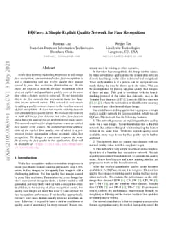 EQFace: A Simple Explicit Quality Network for Face Recognition