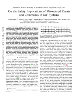 On the Safety Implications of Misordered Events and Commands in IoT
  Systems