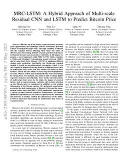 MRC-LSTM: A Hybrid Approach of Multi-scale Residual CNN and LSTM to
  Predict Bitcoin Price