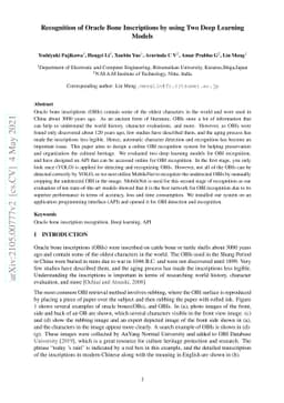 Recognition of Oracle Bone Inscriptions by using Two Deep Learning
  Models