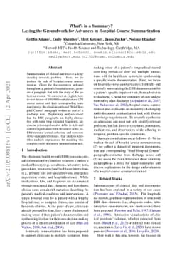 What's in a Summary? Laying the Groundwork for Advances in
  Hospital-Course Summarization