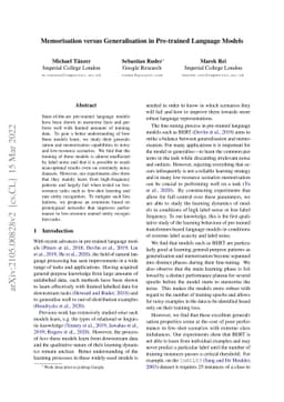 Memorisation versus Generalisation in Pre-trained Language Models