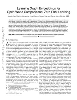 Learning Graph Embeddings for Open World Compositional Zero-Shot
  Learning