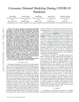 Consumer Demand Modeling During COVID-19 Pandemic
