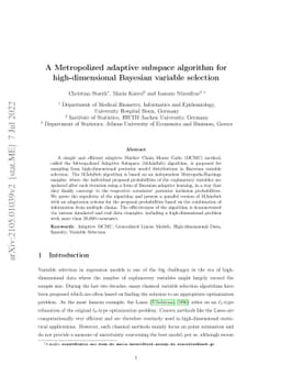 A Metropolized adaptive subspace algorithm for high-dimensional Bayesian
  variable selection