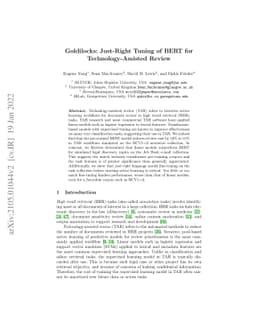 Goldilocks: Just-Right Tuning of BERT for Technology-Assisted Review