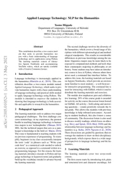 Applied Language Technology: NLP for the Humanities