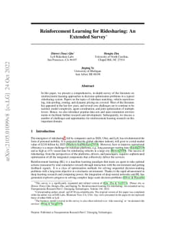 Reinforcement Learning for Ridesharing: An Extended Survey