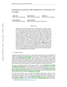 Iterated learning for emergent systematicity in VQA