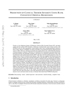 Prediction of clinical tremor severity using Rank Consistent Ordinal
  Regression