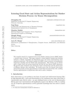 Learning Good State and Action Representations via Tensor Decomposition
