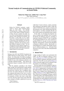 Textual Analysis of Communications in COVID-19 Infected Community on
  Social Media