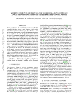 Quality Assurance Challenges for Machine Learning Software Applications
  During Software Development Life Cycle Phases