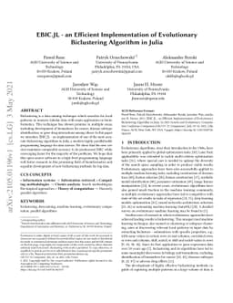 EBIC.JL -- an Efficient Implementation of Evolutionary Biclustering
  Algorithm in Julia