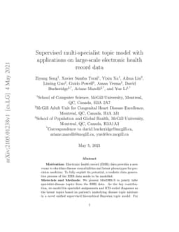 Supervised multi-specialist topic model with applications on large-scale
  electronic health record data
