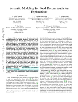 Semantic Modeling for Food Recommendation Explanations