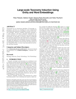 Large-scale Taxonomy Induction Using Entity and Word Embeddings