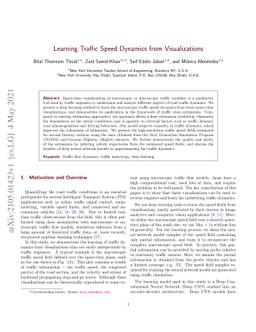 Learning Traffic Speed Dynamics from Visualizations