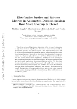 Distributive Justice and Fairness Metrics in Automated Decision-making:
  How Much Overlap Is There?