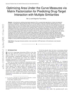 Optimizing Area Under the Curve Measures via Matrix Factorization for
  Predicting Drug-Target Interaction with Multiple Similarities