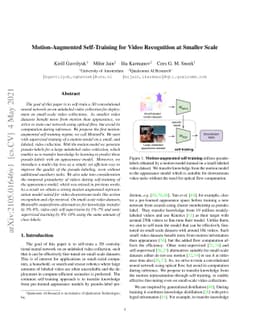 Motion-Augmented Self-Training for Video Recognition at Smaller Scale