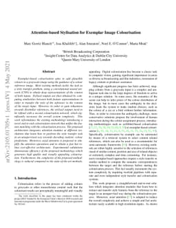 Attention-based Stylisation for Exemplar Image Colourisation